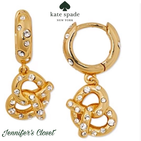NWT ♠️ Kate Spade Crystal Pretzel Drop Earrings - Picture 1 of 7